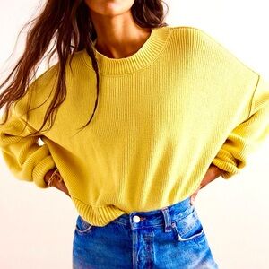 Free People Easy Street Crop Pullover in Blazing Yellow